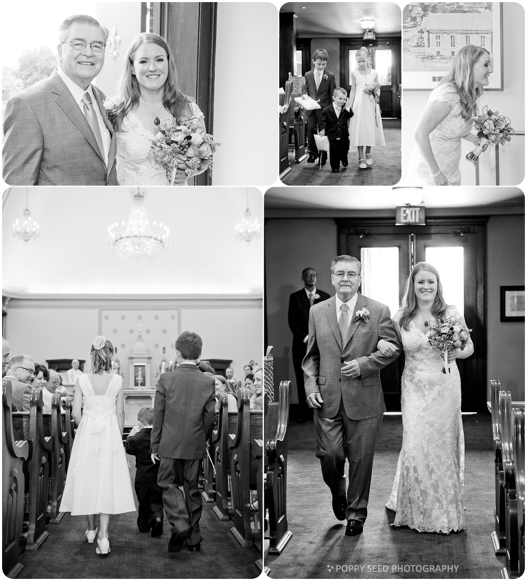 Bride and Father of the Bride walking down the aisle, Minneapolis, Minnesota wedding