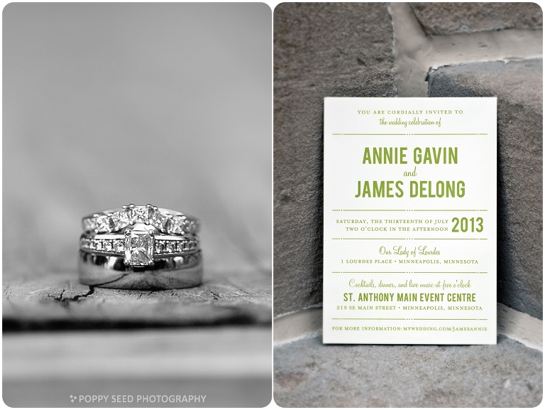 Minneapolis Wedding Ring shot and invitation